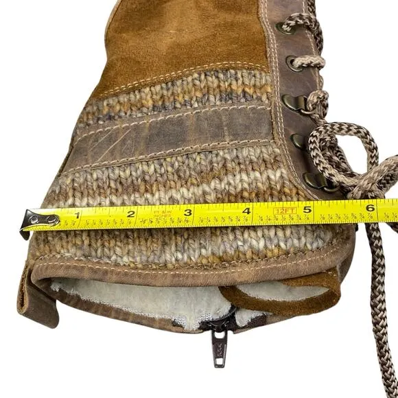 Boss &amp; Co Women’s Caird Brown Leather Sherpa Lined Winter Boot Size 37 US 6/6.5