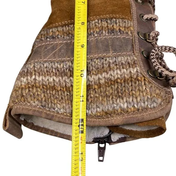 Boss &amp; Co Women’s Caird Brown Leather Sherpa Lined Winter Boot Size 37 US 6/6.5