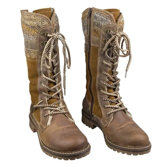 Boss &amp; Co Women’s Caird Brown Leather Sherpa Lined Winter Boot Size 37 US 6/6.5