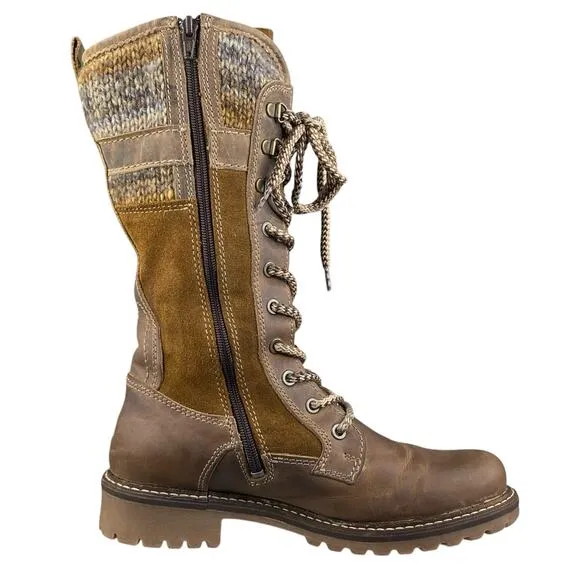 Boss &amp; Co Women’s Caird Brown Leather Sherpa Lined Winter Boot Size 37 US 6/6.5