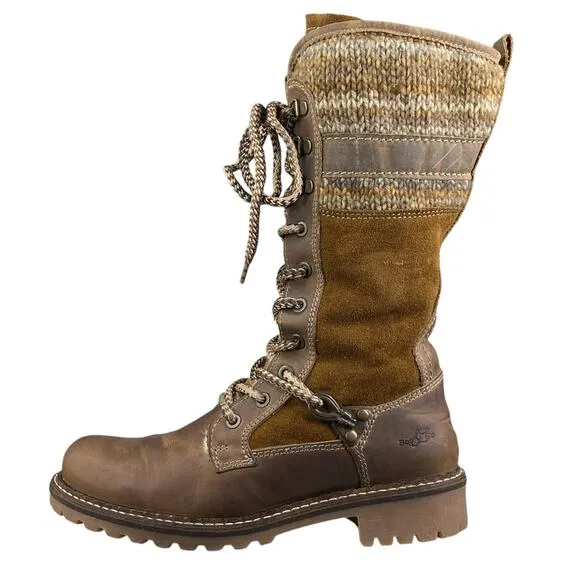 Boss &amp; Co Women’s Caird Brown Leather Sherpa Lined Winter Boot Size 37 US 6/6.5