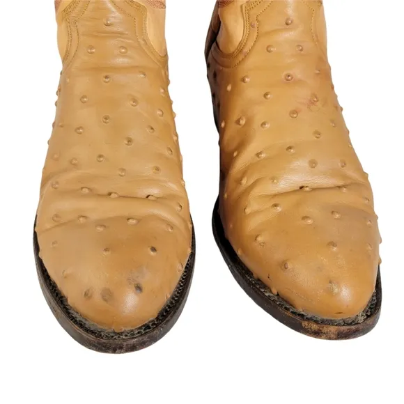 Botas Jaca tan ostrich leather cowboy boots Size 28EE Mex 9W US