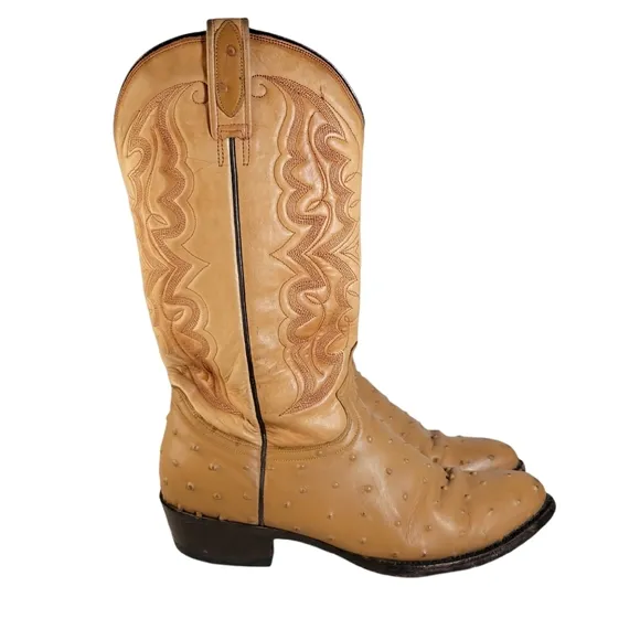 Botas Jaca tan ostrich leather cowboy boots Size 28EE Mex 9W US