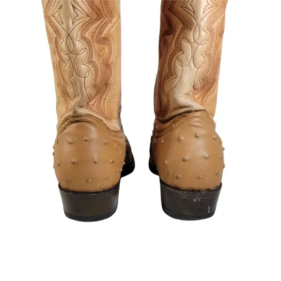 Botas Jaca tan ostrich leather cowboy boots Size 28EE Mex 9W US