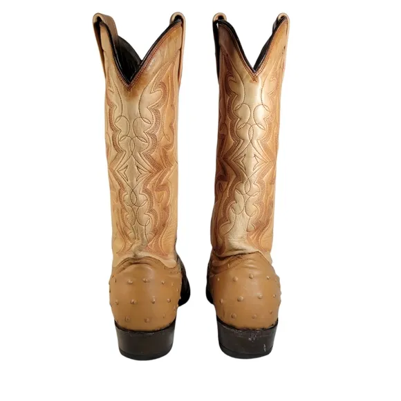 Botas Jaca tan ostrich leather cowboy boots Size 28EE Mex 9W US