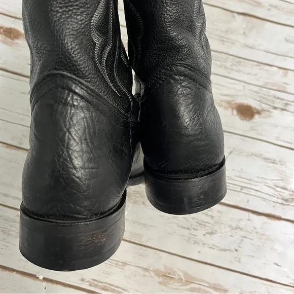 Boulet Black Leather Cowboy Boots Size 7.5 E western ranch