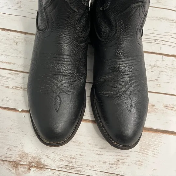 Boulet Black Leather Cowboy Boots Size 7.5 E western ranch