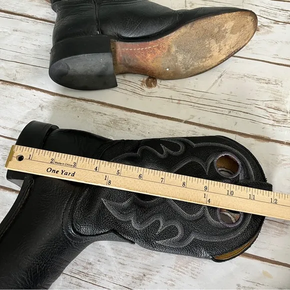 Boulet Black Leather Cowboy Boots Size 7.5 E western ranch
