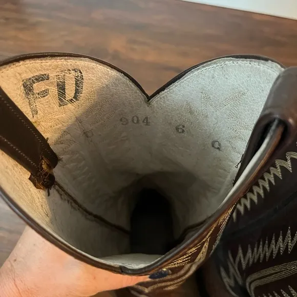 Boys Brown Leather Cowboy Boots Size 6
