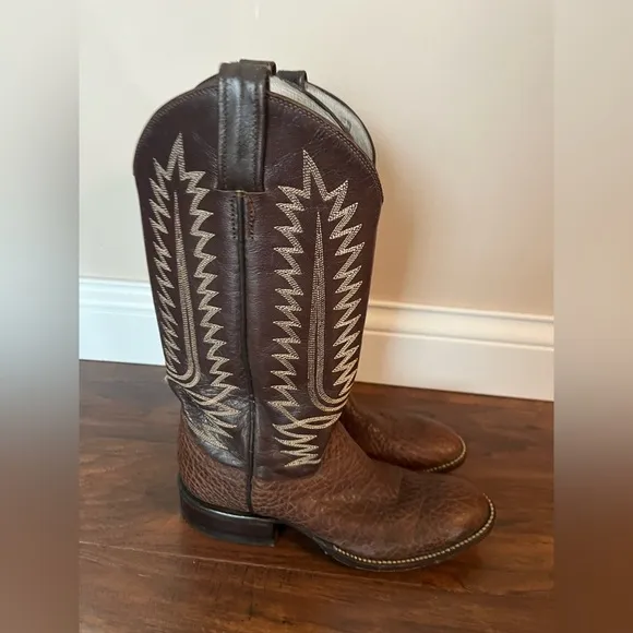 Boys Brown Leather Cowboy Boots Size 6