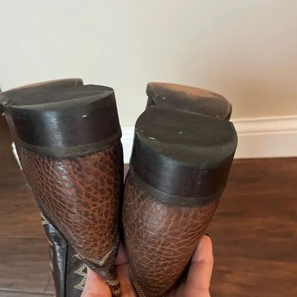 Boys Brown Leather Cowboy Boots Size 6