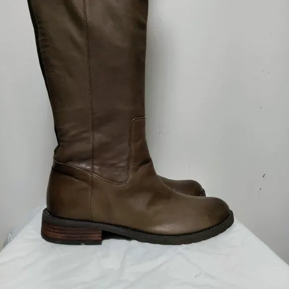 BP Genuine Leather Pull On Western Equestrian Knee High Boots Matted Brown 8.5M
