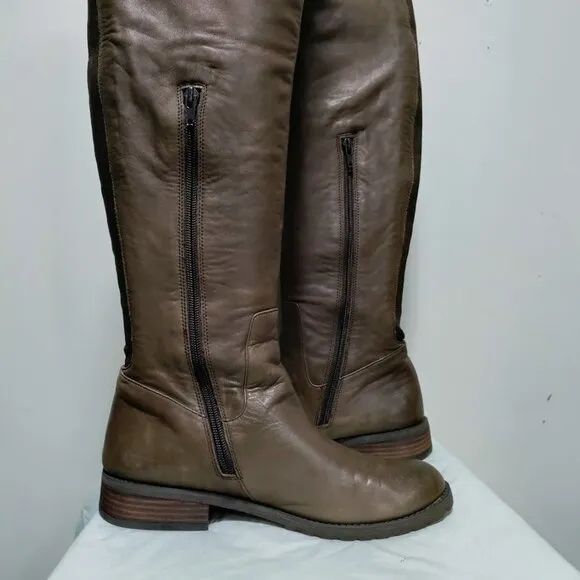 BP Genuine Leather Pull On Western Equestrian Knee High Boots Matted Brown 8.5M