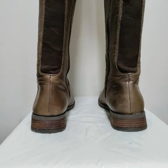 BP Genuine Leather Pull On Western Equestrian Knee High Boots Matted Brown 8.5M