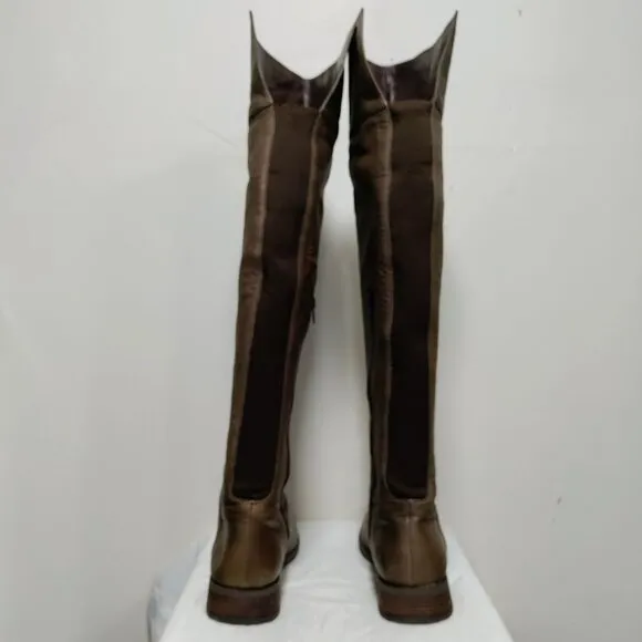 BP Genuine Leather Pull On Western Equestrian Knee High Boots Matted Brown 8.5M