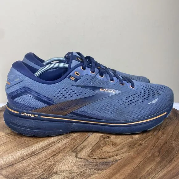 Brooks Ghost 15 Flintstone Oak Womens Blue and Orange Mens Size 13 Running Shoes