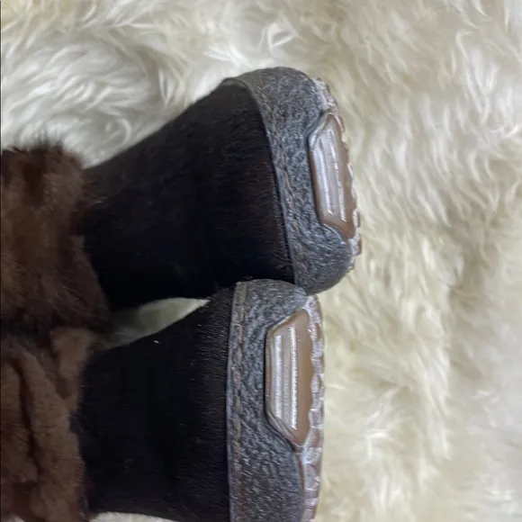 Brown Winter Rain Boots with Plush Fur