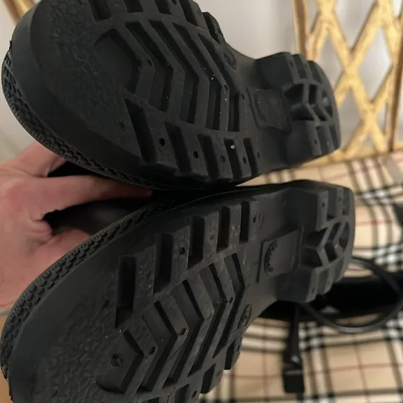 Burberry Knit Too Black and Cream Winter Rain Boots