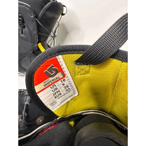 Burton Mens Imprint 3 Imperial Snowboard Snow Black Yellow Boots Size 10