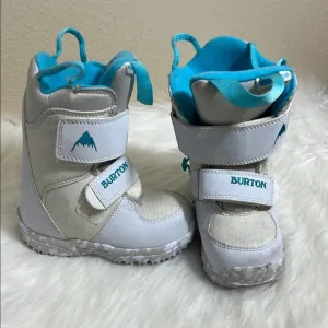 Burton Toddler White Blue Skiing Snow Boots