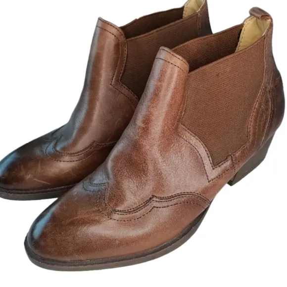 BUSSOLA Chelsea Low Western Boots Bootie Brown Leather Alameda 6.5