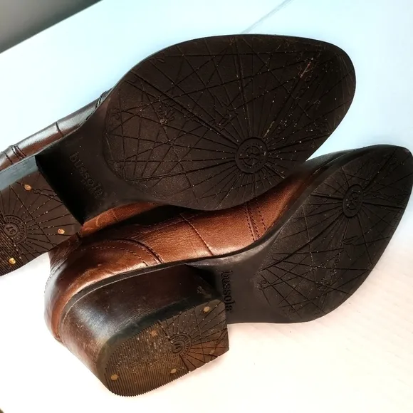 BUSSOLA Chelsea Low Western Boots Bootie Brown Leather Alameda 6.5