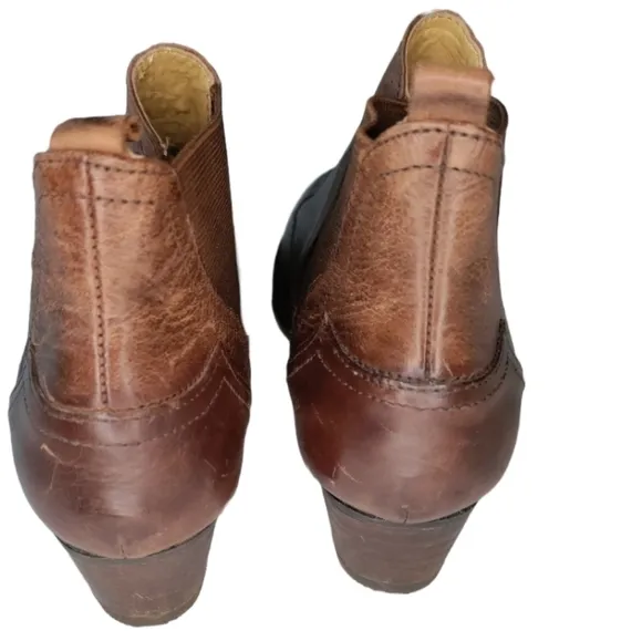 BUSSOLA Chelsea Low Western Boots Bootie Brown Leather Alameda 6.5