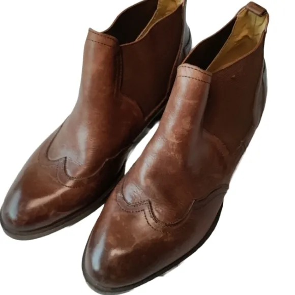 BUSSOLA Chelsea Low Western Boots Bootie Brown Leather Alameda 6.5