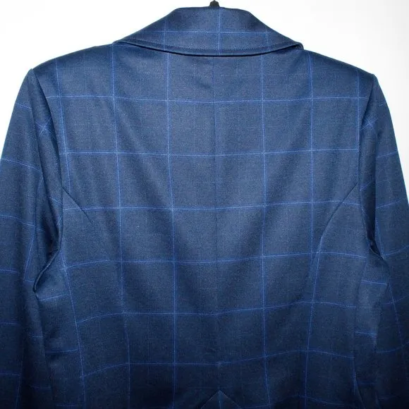 Cabi Blue Windowpane Plaid &quot;Check Blazer&quot;
