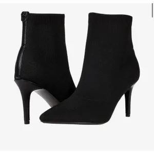 Calvin Klein Gabby Sock Knit Heel Pointy Toe Boots Booties Size 10 Black‎