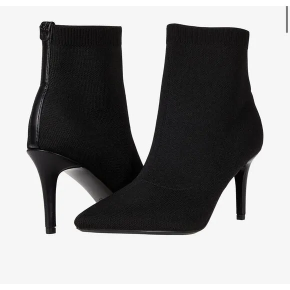 Calvin Klein Gabby Sock Knit Heel Pointy Toe Boots Booties Size 10 Black‎