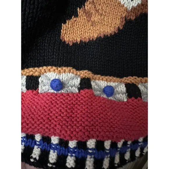 Cardigan Bay Sweater Cowboy Boot Hand Knitted Small button front vtg equestrian