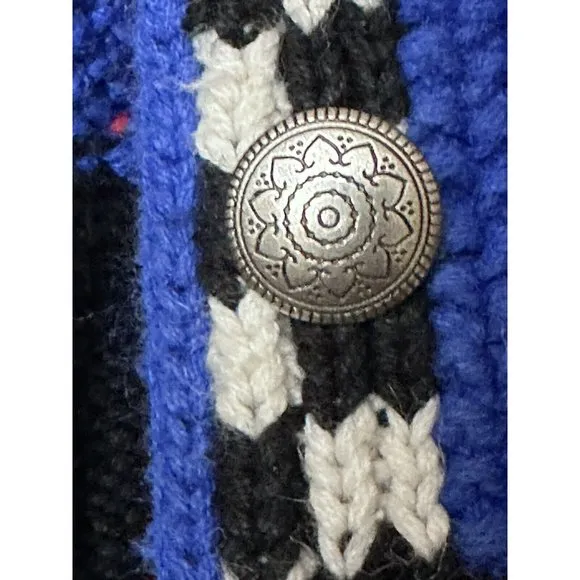 Cardigan Bay Sweater Cowboy Boot Hand Knitted Small button front vtg equestrian