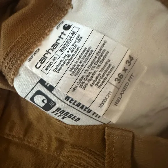 Carhartt Duck Double Front Relaxed Fit Rugged Flex Utility Work Pants NWT 36X34