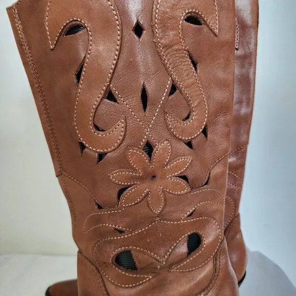 Carlos Santana Boots Womens Silverado Brown Leather Western Cowboy Booties 9.5M