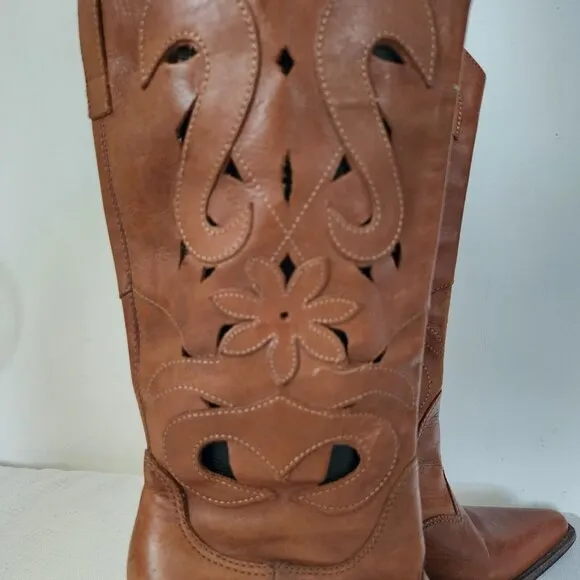 Carlos Santana Boots Womens Silverado Brown Leather Western Cowboy Booties 9.5M