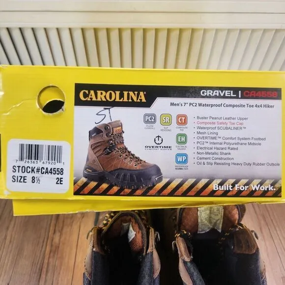 Carolina 7&quot; Gravel PC2 Waterproof Comp Toe 4x4 Hiker Work Boots CA4558 Men 8.5EE
