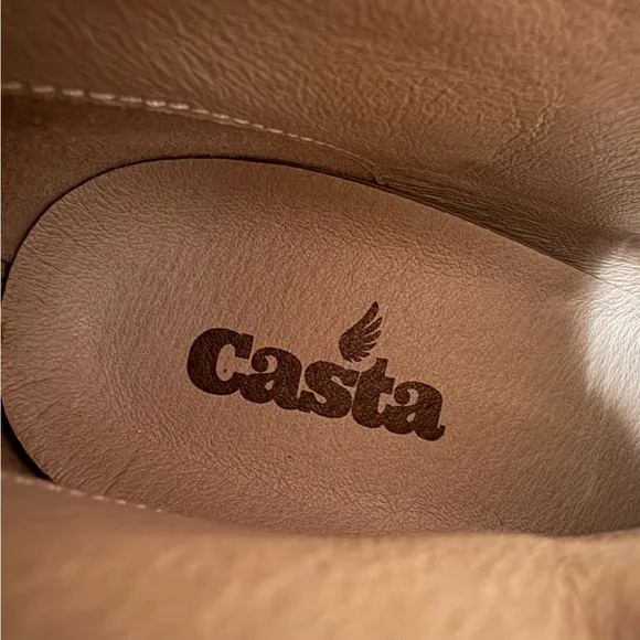 Casta tan suede metallic leather moto boots women’s 10 41 combat going out party
