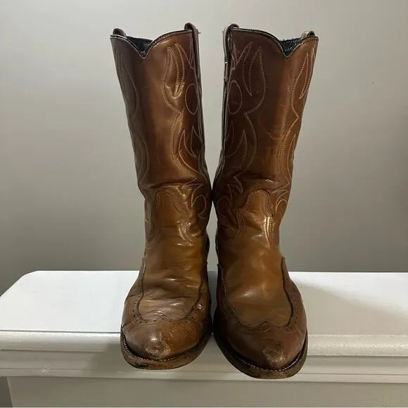 CAT’S PAWS Western Cowboy boots Men’s size 10.5 Cognac Brown Leather color
