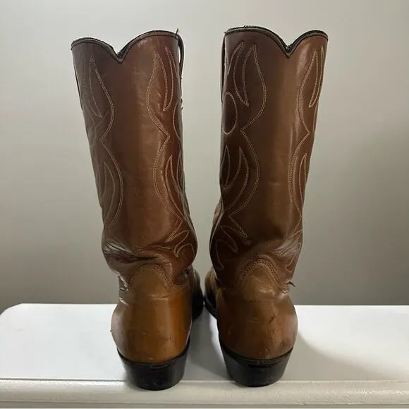 CAT’S PAWS Western Cowboy boots Men’s size 10.5 Cognac Brown Leather color