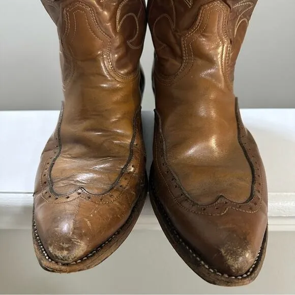 CAT’S PAWS Western Cowboy boots Men’s size 10.5 Cognac Brown Leather color
