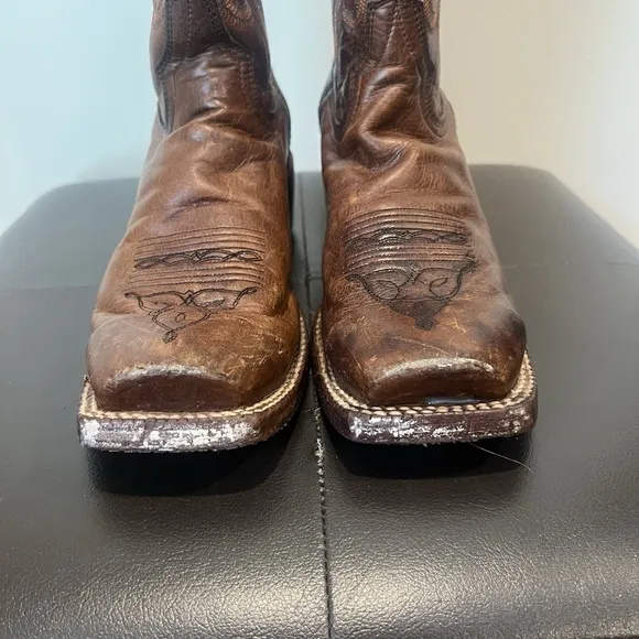 CATTLE BARON BROWN LEATHER SQUARE TOE COWBOY BOOTS #DH5444 8D MADE IN MEXICO