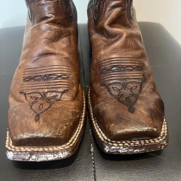CATTLE BARON BROWN LEATHER SQUARE TOE COWBOY BOOTS #DH5444 8D MADE IN MEXICO
