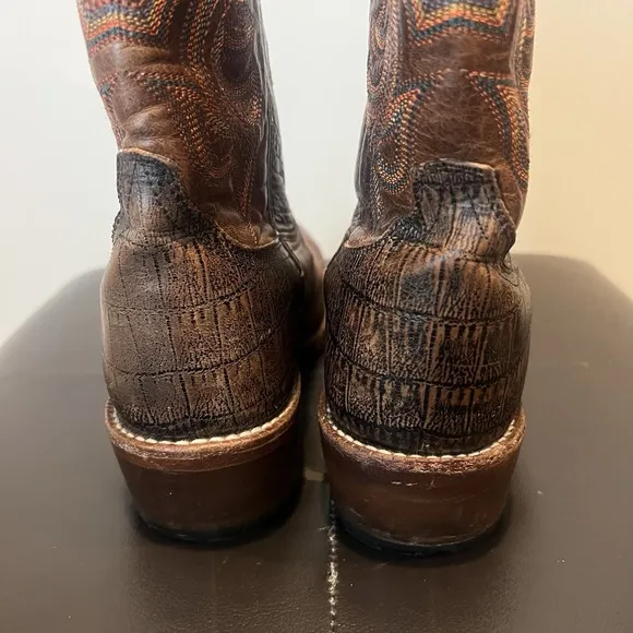 CATTLE BARON BROWN LEATHER SQUARE TOE COWBOY BOOTS #DH5444 8D MADE IN MEXICO