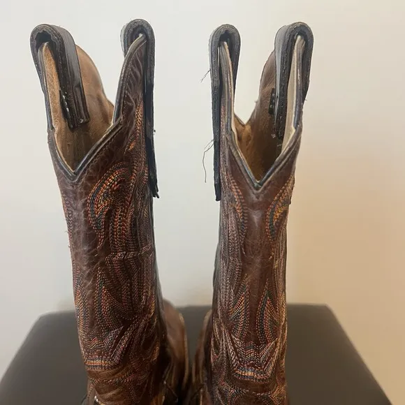 CATTLE BARON BROWN LEATHER SQUARE TOE COWBOY BOOTS #DH5444 8D MADE IN MEXICO
