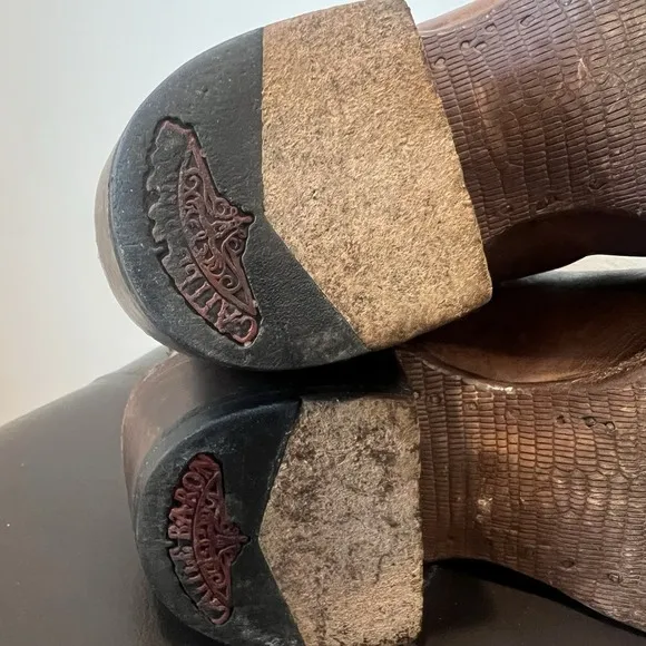 CATTLE BARON BROWN LEATHER SQUARE TOE COWBOY BOOTS #DH5444 8D MADE IN MEXICO