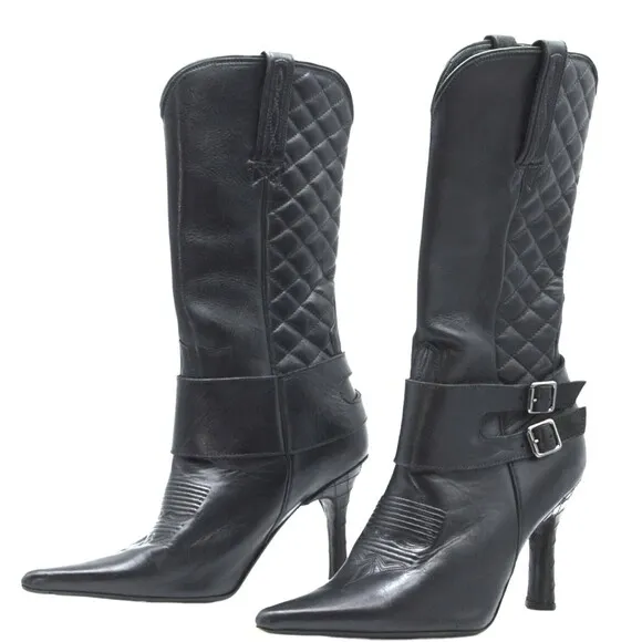 Charlie 1 Horse Sz 7.5B Women's Mid-Calf Pointy Toe Stiletto Heel Boots READ!