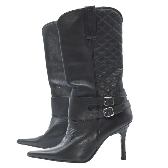 Charlie 1 Horse Sz 7.5B Women's Mid-Calf Pointy Toe Stiletto Heel Boots READ!