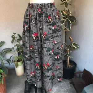 CHARTER CLUB | Vintage Equestrian Houndstooth Maxi Skirt Size L