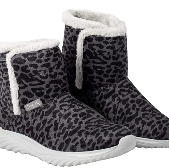 Cheeks Tony Little Gray Whimsgoth Cheetah Print Fit Body Sport Boots Size 9 NWT
